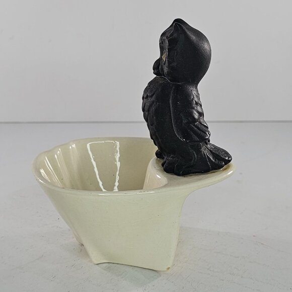 Vintage Ceramic Owl Catch All Candy Dish Mid Century Modern Decor Rhinestone Eye - Picture 3 of 8